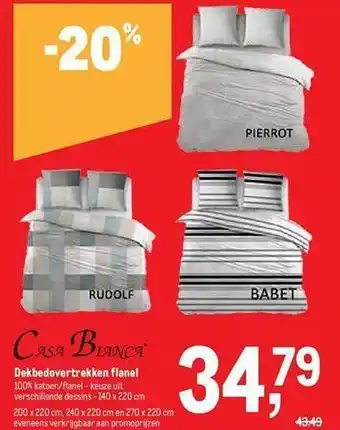 Makro Casa bianca dekbedovertrekken flanel aanbieding
