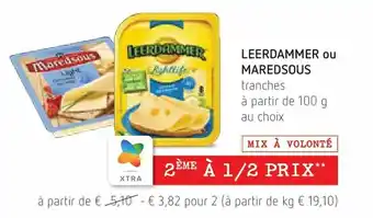 Spar Colruyt Leerdammer ou maredsous 100g aanbieding