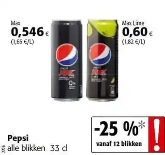 Colruyt Pepsi alle blikken 33 cl aanbieding