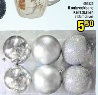 6 onbreekbare kerstballen 10cm zilver