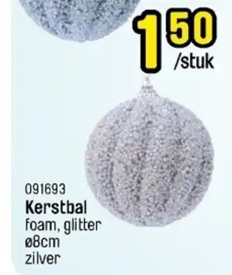 Kerstbal 8cm zilver
