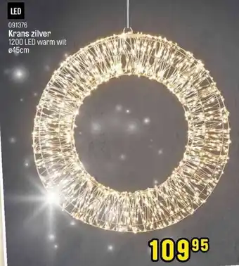 Happyland Kranz Zilver 1200 LED 45cm aanbieding