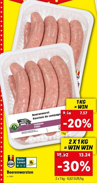 Lidl Boerenworsten aanbieding