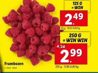 Lidl Frambozen 125g aanbieding