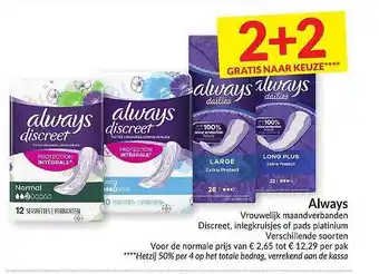 Intermarché Always Vrouwelijk Maandverbanden aanbieding