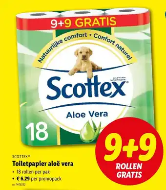 Lidl Scottex toiletpapier aloe vera 9+9 rollen gratis aanbieding