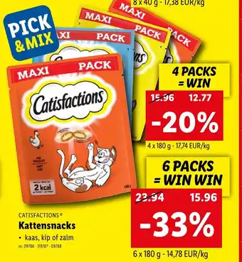 Lidl Catisfactions kattensnacks 4 x1 80g aanbieding