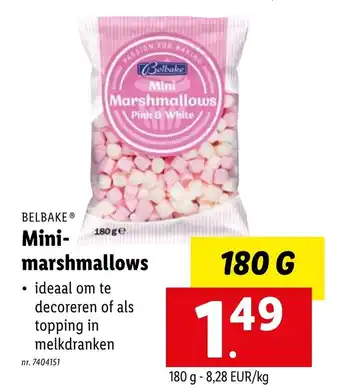 Lidl Belbake mini- marshmallows 180g aanbieding