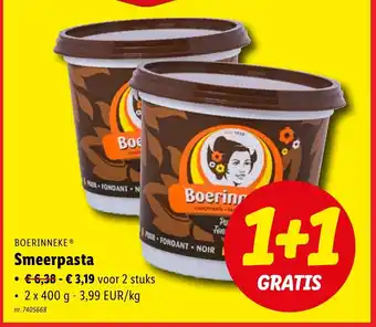Lidl Boerinneke smeerpasta 1+1 gratis aanbieding