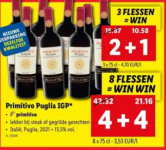 Lidl Primitivo puglia IGP 2+1 aanbieding