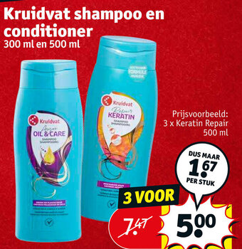 Kruidvat Kruidvat shampoo en conditioner 500ml aanbieding
