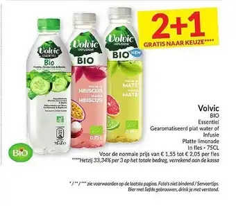 Intermarché Volvic Bio Essentiel Gearomatiseerd Plat Water Of Infusie Platte Limonade 2+1 Gratis aanbieding
