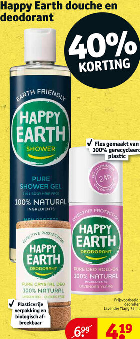Kruidvat Happy earth douche en deodorant aanbieding