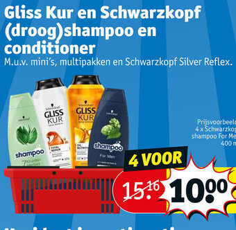 Kruidvat Gliss kur en schwarzkopf (droog) shampoo en conditioner aanbieding