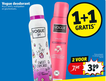 Kruidvat Vogue deodorant 1+1 gratis aanbieding