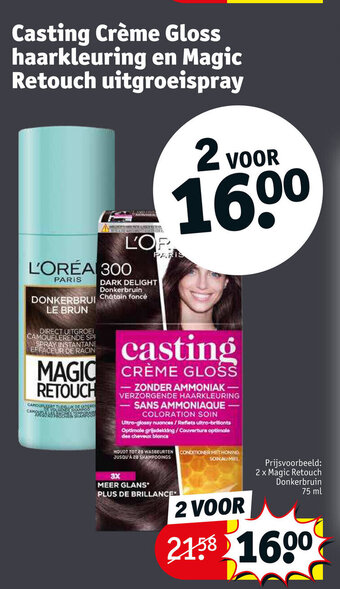 Kruidvat Casting Creme Gloss Haarkleuring en Magic Retouch Uitgroeispray aanbieding