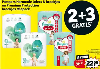 Kruidvat Pampers Harmoine Luiers & Broekjes en Premium Protection Broekjes Midpack 2+3 Gratis aanbieding