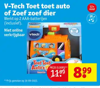 Kruidvat V-Tech Toet Toet Auto of Zoef Zoer Dier aanbieding
