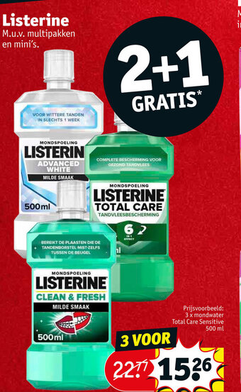 Kruidvat Listerine 2+1 Gratis aanbieding