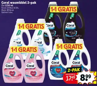 Kruidvat Coral Wasmiddel 2-Pak 2 x 1250ml aanbieding