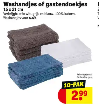 Kruidvat Washandjes of Gastendoekjes 16 x 21cm, 10 Pack aanbieding