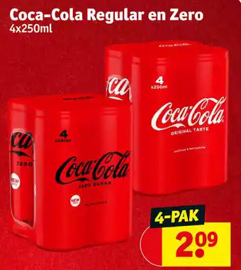 Kruidvat Coca-Cola Regular en Zero 4x250ml aanbieding