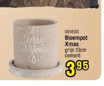Bloempot Xmas grijs 10cm cement