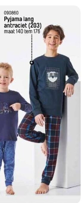 Happyland Pyjama lang antraciet (203) maat 140 tem 176 aanbieding
