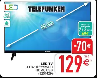 Cora Telefunken Led - Tv TFL32HD22SSWBC 81CM aanbieding
