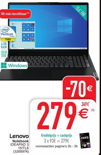 Cora Lenovo Notebook IDEAPAD 3 aanbieding