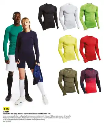 Kipsta ondershirt met lange mouwen voor volwassenen Keepdry 500 Ref. 8523896