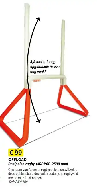 Decathlon Offload doelpalen rugby airdrop R500 rood Ref. 8496108 aanbieding