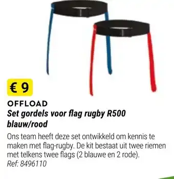 Decathlon Offload set gordels voor flag rugby R500 blauw/rood Ref. 8496110 aanbieding