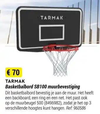Decathlon Tarmak basketbalbord SB100 muurbevestiging Ref. 960586 aanbieding