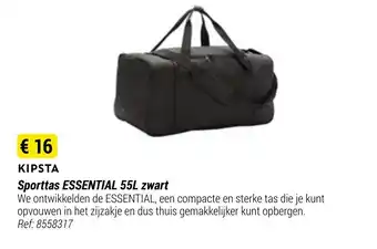 Kipsta sporttas essential 55L zwart Ref. 8558317