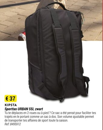 Decathlon Kipsta sporttas urban 55L zwart Ref. 8495912 aanbieding