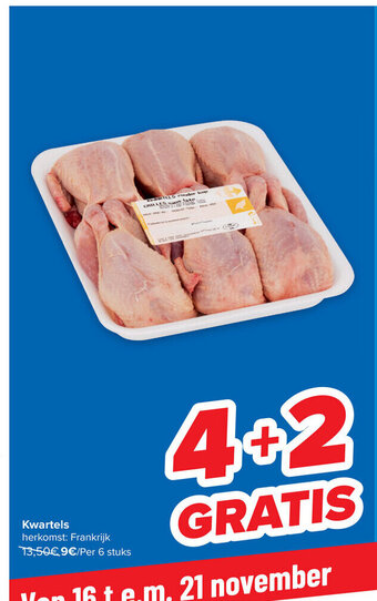 Carrefour Kwartels per 6 stuks aanbieding