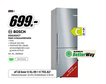 MediaMarkt Bosch KGN36VICT Koel-vriescombinatie Nr. 2008610 aanbieding