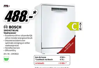 MediaMarkt Bosch SMS4ETW14E Vaatwasser Nr. 1943822 aanbieding