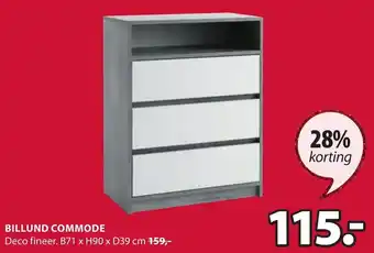 Jysk Billund Commode Deco Fineer B71 x H90 x D39cm aanbieding