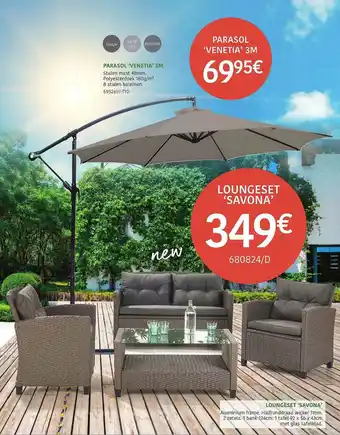 Parasol 'venetia' 3m En Loungeset 'savona'