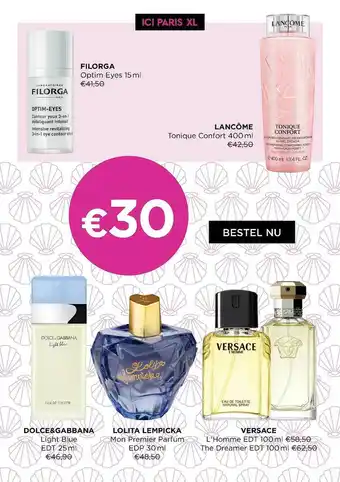 Filorga, Lancôme, Dolce & Gabbana, Lolita Lempicka, Versace