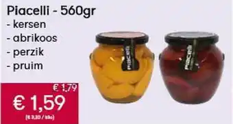 Piacelli 560gr Kersen, Abrikoos, Perzik, Pruim