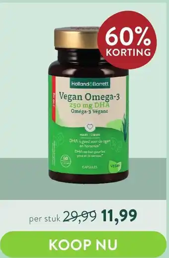 Holland & Barrett Vegan Omega-3 250mg DHA 60 Capsules aanbieding