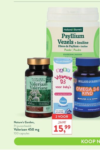 Holland & Barrett Nature's Garden Valeriaan 450mg 100 Capsules 2 Voor aanbieding