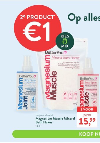 Holland & Barrett Better You Magnesium Muscle Mineral Bath Flakes 1Kilo 2 Voor aanbieding