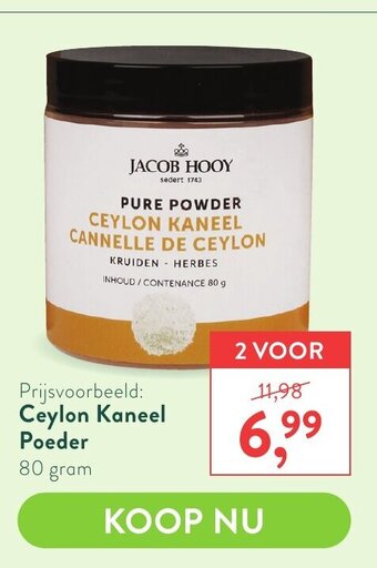 Holland & Barrett Jacob Hooy Ceylon Kaneel Poeder 80gram aanbieding