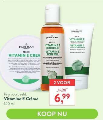 Holland & Barrett Jacob Hooy Vitamine E Creme 140ml aanbieding