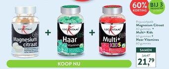 Holland & Barrett Lucovitaal Magnesium Citraat 60gummies + Multi + Kids 60 Gummies + Haar Vitamines 60 gummier aanbieding