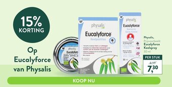 Holland & Barrett Physalis Eucalyforce Keelspray 30ml aanbieding
